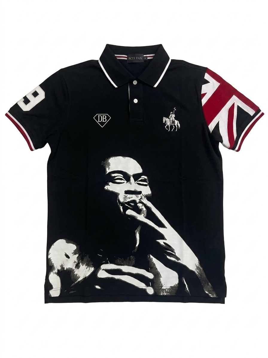 PUFF HAM black polo, front